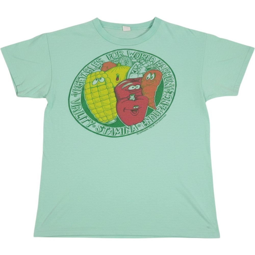 Vintage L Skip Williamson Vegetables World Harmony T-Shirt Mens Green 1972 70s